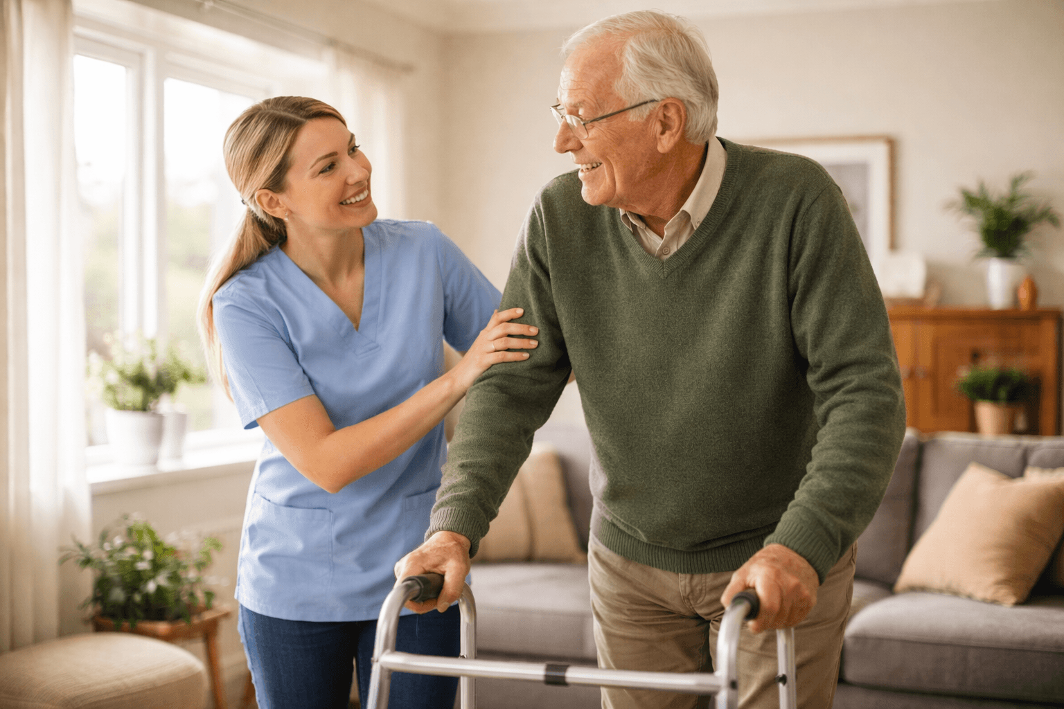 Valued Care caregiver with client
